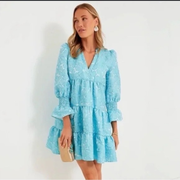 Abito Tuckernuck Aqua Blythe Senza Maniche Per Donna - Vestito Corto A Trapezio Con Collo Alla Coreana E Fiocco, Perfetto Per Feste E Viaggi, Taglia XS